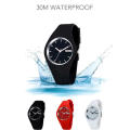 Integral Silicon Case, 30m Waterproof,  Analogue Quartz Battery Watch, Quality, White, Red or Black.