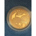 Protea 1/10th Gold Train coin - Rare (frosted windows)