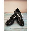 PU Patent Leather Brogues with pearl bars