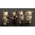 BESWICK - 4 X VINTAGE CATS BAND ORCHESTRA - QUARTET MUSIC PLAYERS FIGURINES 50MM