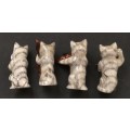 BESWICK - 4 X VINTAGE CATS BAND ORCHESTRA - QUARTET MUSIC PLAYERS FIGURINES 50MM