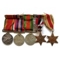 WW2 GROUP OF 5 MEDALS ISSUED TO H P GUNTER 51578