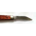 VINTAGE POCKET KNIFE JAPAN 75-6094 BONE STAINLESS STEEL USED 75MM