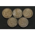 EGYPT 1939-1941 10 MILLIEMES (5 COINS)