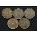 EGYPT FAROUK 5 MILLIEMES (5 COINS)