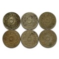 EGYPT 1909 5/10  QIRSH (6 COINS)