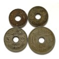 EGYPT 1917 1+2+5+10 MILIEMES (4 COINS)