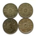 EGYPT 1924 5 MILIEMES (4 COINS)