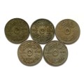 EGYPT 1929-1935 5 MILIEMES (5 COINS)