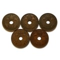 BRITISH EAST AFRICA 1933+1935+1936+1937+1939 10 CENT (5 COINS)