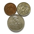 ZAMBIA 1972 1+5+10 NGWEE (3 COINS)