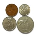 ZAMBIA 1968 2+5+10+20 NGWEE (4 COINS)