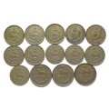 IRAN 5 + 10 RIALS MIXED LOT (14 COINS)