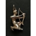 STERLING SILVER PENDANT **WARRIOR WITH BOW** 6.8 GRAMS 15X25MM