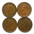 UNION 1950 +1951+1952+1953 HALF PENNY (4 COINS)