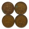 UNION 1941+1942+1943+1944 PENNY  (4 COINS)