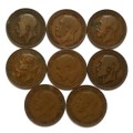 GREAT BRITAIN 1917+20 X 2 +21 X 2 +22+28+29 PENNY (8 COINS)