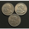 KENYA 1966+1967+1969 SHILLING (3 COINS)