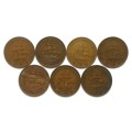 UNION 1940 TO 1946 PENNY ALL DATES  (7 COINS)