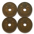BRITISH EAST AFRICA 10 CENT 1937 + 1941 + 1951 + 1952 (4 COINS)