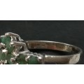 STERLING SILVER AND EMERALDS RING 4.2 GRAMS SIZE P