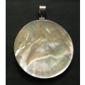 LARGE STERLING SILVER AND SHELL PENDANT 55MM