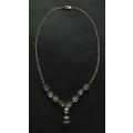 STERLING SILVER AND CRYSTAL NECKLACE 450MM