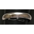 STERLING SILVER  BANGLE *A GLIMMERING GIRL WITH APPLE BLOSSOMS IN HER HAIR* 180MM 15 GRAMS