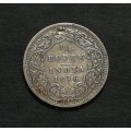 INDIA BRITISH 1876 1/4 RUPEE SILVER