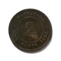 1882 MAURITIUS 2 CENTS COIN