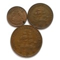 UNION 1945 1/4+1/2+1 PENNY (3 COINS)
