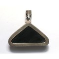 STERLING SILVER AND STONE PENDANT 30 X 45MM