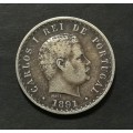 PORTUGAL 1891 SILVER 500 REIS