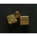 9K GOLD 375 ITALY PAIR DICE CHARMS 0.7G