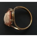 9CT GOLD AND SHELL CAMEO RING  SIZE L 16 X 13MM  TOTAL WEIGHT  2.93 GRAMS