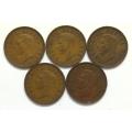 UNION 1948 TO 1952 PENNY (5 COINS)