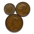 UNION 1945 1/4 + 1/2 + 1 PENNY (3 COINS)