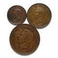 UNION 1944 1/4 + 1/2 + 1 PENNY (3 COINS)