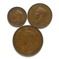 UNION 1946 1/4 + 1/2 + 1 PENNY (3 COINS)