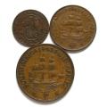 UNION 1942 1/4 + 1/2 + 1 PENNY (3 COINS)