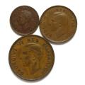 UNION 1942 1/4 + 1/2 + 1 PENNY (3 COINS)