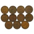 UNION 1950 TO 1960 PENNY - ALL DATES (11 COINS)