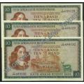 T W DE JONGH 10 RAND EF (3 NOTES SEQUENCE) 3RD ISSUE