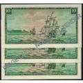 T W DE JONGH 10 RAND EF (3 NOTES SEQUENCE) 3RD ISSUE