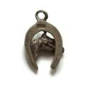 STERLING SILVER CHARM - HORSE HEAD IN HORSE SHOE 10 X 15MM 1.6 GRAMS