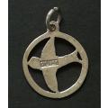 STERLING SILVER CHARM - GOOD LUCK (PEACE) 18 X 18MM 1.5 GRAMS