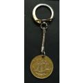 GREAT BRITAIN 1966 HALF PENNY KEY RING - GOLD PLATED