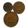 UNION 1950 1/2+1/2+1 PENNY (3 COINS)
