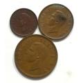 UNION 1951 1/2+1/2+1 PENNY (3 COINS)