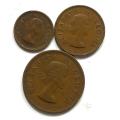 UNION 1953 1/2+1/2+1 PENNY (3 COINS)